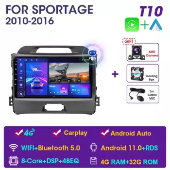 JMCQ 2 Din Android 11 Автомобильный радиоприемник Мультимиidia Видеоплеер Навигация GPS для KIA Sportage 3 2010 2011-2016 2din Головное устройство