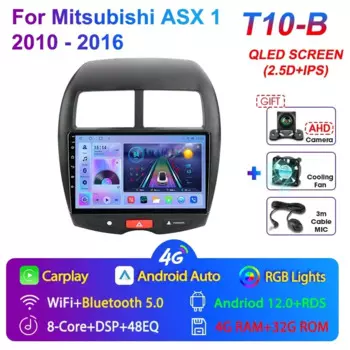 JMCQ 2 Din Carplay Android 13 Автомобильный радиоприемник Мультимедийный видеоплеер для Mitsubishi ASX 1 2010-2016 Навигация GPS 4G Головное устройство