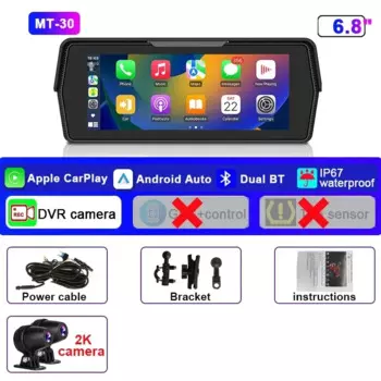 JMCQ 6,8 "2K DVR мотоциклетный мультимедийный плеер навигация рекордер беспроводной CarPlay Android Авто Bluetooth IP67 водонепроницаемый