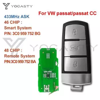ЙОКАСТЯ 3С 0959752 BA 3-кнопочный 433 МГц ID46/ID48 чип смарт-автомобильный ключ для VW Passat B6 3C B7 2004-2015 Magotan CC 3C 0959752 БГ
