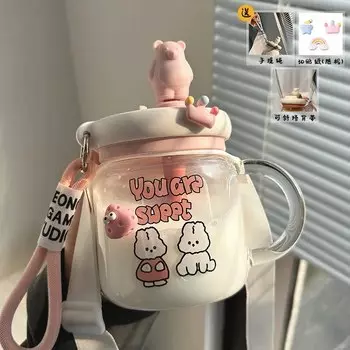 JONBT стеклянная чашка для воды с медведем 700 мл