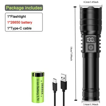 JONCELY Перезаряжаемый Тактический Фонарик Черный