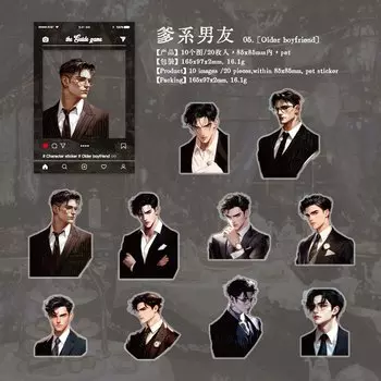 Journal GO 20pcs Cartoon Anime Fiction Pretty Boy Sticker for Laptop Journal Decals Album Graffiti Handsome Boy Stickers