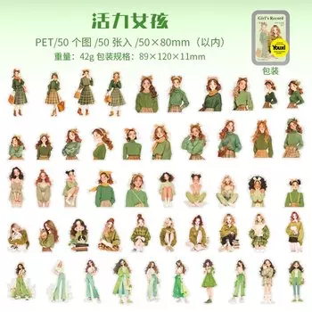 Journal GO 50pcs/box Fashion Girl Wear Stickers Character Decoration Laptop Scrapbooking Diary DIY Planner Card Journal Decals