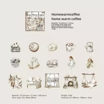 Journamm 30pcs/pack PET Stickers Winter Life Series DIY Scrapbooking Collage Stationery Decor Junk Journal Aesthetics Sticker