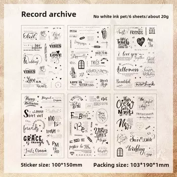 Journamm 6 шт./упак. винтажные английские наклейки для домашних животных, набор прозрачных декоративных наклеек для ведения журналов, скрапбукинга, наклейки для коллажей
