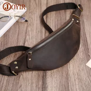 JOYIR Мужская поясная сумка из натуральной коровьей кожи, винтажная маленькая поясная сумка, чехол для телефона, сумка для путешествий, нагрудная сумка для мужчин