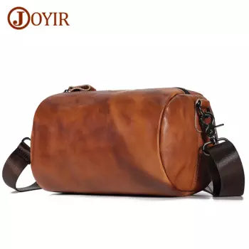 JOYIR винтажная сумка через плечо из натуральной кожи для мужчин и женщин цилиндрическая сумка через плечо модная дизайнерская маленькая сумка-мессенджер из воловьей кожи