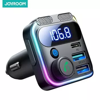 JOYROOM Bluetooth 5.3 FM-передатчик Автомобильный адаптер 48 Вт PD и QC 3.0 USB C Автомобильное зарядное устройство Адаптер прикуривателя Громкая связь