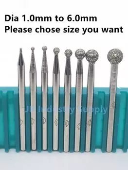 Jrealmer 10 шт./лот DIY Алмазные вращающиеся сверла с круглыми шариками, вращающиеся сверла Dremel, Шлифовальная головка, гравировка, травление, абразивный инструмент