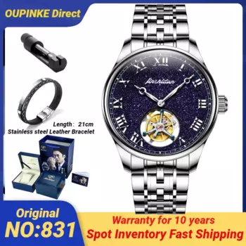 JSDUN 831 часы с турбийоном для мужчин автоматический механический механизм сапфировое зеркало поверхность мужские наручные часы 50ATM водонепроницаемые