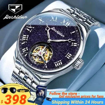 JSDUN 831 мужские часы высокого класса турбийон автоматические механические мужские часы роскошное звездное небо водонепроницаемые мужские часы с сапфировым зеркалом