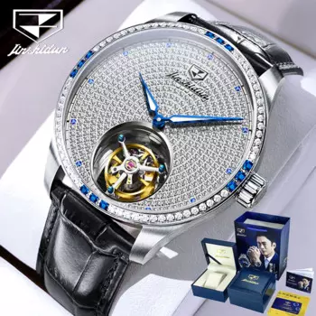 JSDUN 832 алмазные часы с турбийоном для мужчин сапфировое зеркало механические наручные часы глубокие водонепроницаемые Роскошные оригинальные мужские часы 2024