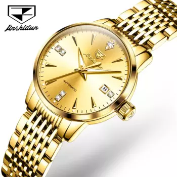 JSDUN 8943 Механические модные часы в подарок с круглым циферблатом из нержавеющей стали, ремешок для часов, наручные часы с календарем