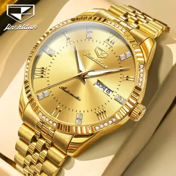 JSDUN 8970, роскошные брендовые автоматические часы, мужские наручные часы с бриллиантовым ободом из нержавеющей стали, глубокие водонепроницаемые наручные часы с двойным календарем