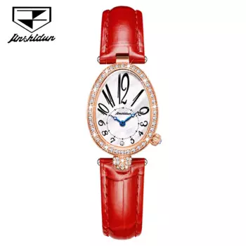 JSDUN женские Роскошные Кварцевые часы овальные водонепроницаемые женские элегантные модные часы с кожаным ремешком алмазные Наручные часы Wtach