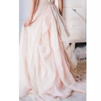 Юбка длинная бледно-розовая, на молнии