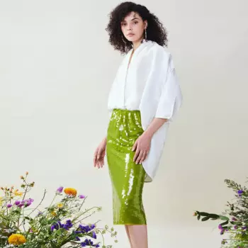 Юбка-миди с блестками, до колена, на молнии