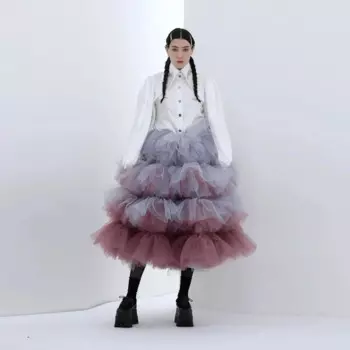 Юбка-миди Женская трапециевидная, с оборками