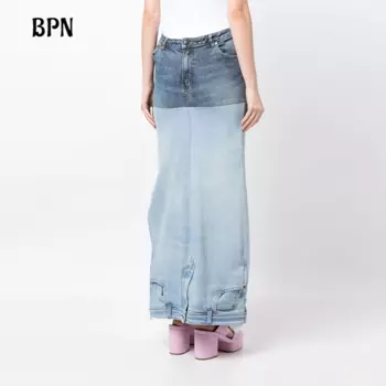 Юбка женская джинсовая с разрезом сбоку, на пуговицах