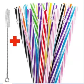 JUDAI Многоразовые полосатые соломинки из полипропилена 25 шт.