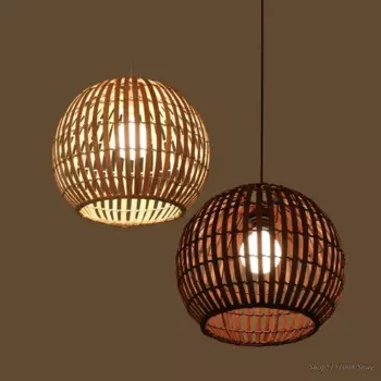 Юго-Восточная Азия бамбуковый фонарь птичья клетка лампа гостиная столовая подвесной светильник домашний декор Сферический подвесной светильник s светильник светодиодный