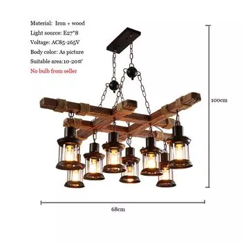 juhaw Винтажная деревянная люстра 8 головок