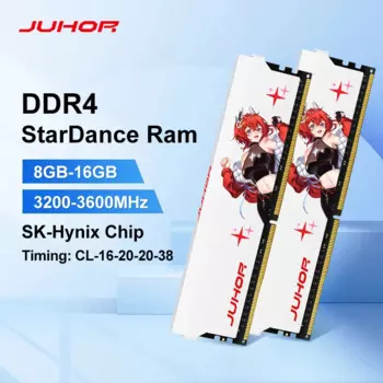 JUHOR Memoria Ram ddr4 8 ГБ 16 ГБ 3200 МГц 3600 МГц DIMM Оперативная память для настольных игр с белым радиатором