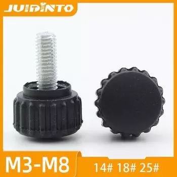 JUIDINTO 1/2/3 шт. пластиковый винт с круглой головкой и накатанной головкой M3 M4 M5 M6 M8 M10 нейлоновый черный бакелитовый болт с затяжкой вручную