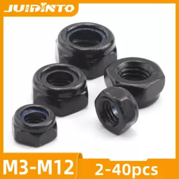 JUIDINTO Самоконтрящиеся гайки M3-M12 черные