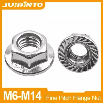 JUIDINTO шестигранные фланцевые гайки из нержавеющей стали M6 M8 M10 M12 M14