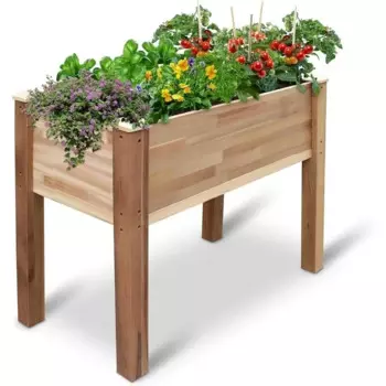 Jumbl Поднятая садовая кровать из канадского кедра | Приподнятая деревянная кашпо для выращивания свежих трав, овощей, цветов