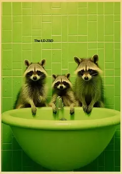 Юмористический постер "Животные на унитазе" Lanxihaibao