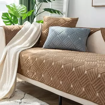 Юпартэкx Однотонный плюшевый чехол для дивана