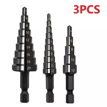 JUSTINLAU Ступенчатые сверла HSS с титановым покрытием 3-12 мм 4-12 мм 4-20 мм