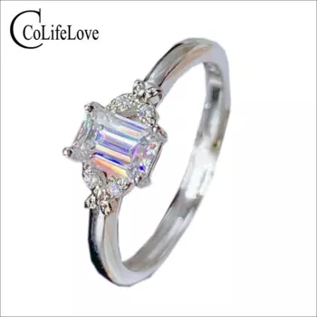 Ювелирные изделия CoLife 925 Moissanite обручальное кольцо D цвет изумруд огранка Moissanite кольцо классическое серебро Moiisanite ювелирные изделия