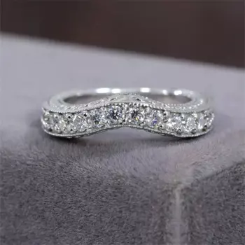 Ювелирные изделия JY 18, белое настоящее золото, полубраслет Milgrain, кольцо вечности, твердое золото, 0,5 карата, лабораторный бриллиант, женское модное изогнутое кольцо Gife