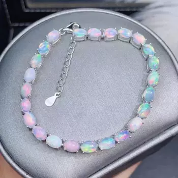 Ювелирные изделия натуральный опаловый браслет для ежедневного ношения 4*6 мм опал 925 серебро опал серебряный браслет 925 серебро опал ювелирные изделия