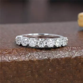 JY ювелирные изделия 3,5 мм круглая огранка лабораторные выросшие бриллианты 7 камней классическое полуштабелируемое кольцо для женщин 18K натуральное золото HPHT CVD кольцо