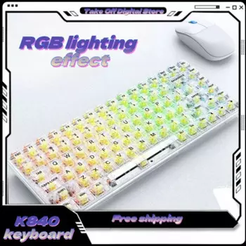 K840 Прозрачная механическая клавиатура с возможностью горячей замены, индивидуальная светящаяся игровая проводная механическая клавиатура, офисные игры