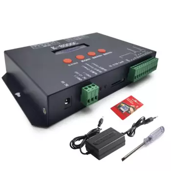 K-8000C программируемый пиксельный контроллер DMX/SPI LED; off-line;DC5-24V для полноцветной светодиодной пиксельсветильник ты RGB
