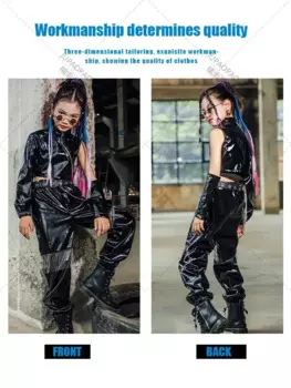 K-pop сценические наряды для девочек, джазовый танец, черный костюм в стиле хип-хоп, детская одежда для городских танцев, детская одежда для подиума и выступлений