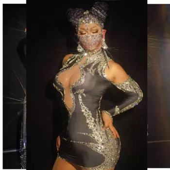 К требованиям заказчика; Сверкающие; Модное платье для ночного клуба, бар вечерние девочек танцевальный сценический костюм dj шоу наряд