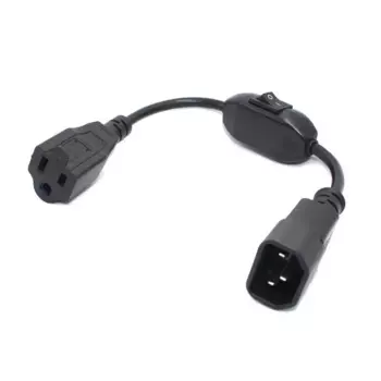 Кабель-адаптер IEC 320 C14 для NEMA 5-15R с 3 зубцами и выключателем питания 10 А, 0,3 м, 18AWG, компьютерный шнур переменного тока