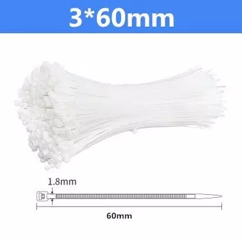 Кабельные стяжки нейлоновые белые 100 шт.