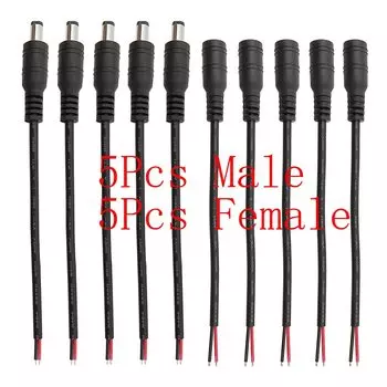 5/10 шт. 15 см 5,5x2,1 мм 12 В постоянного тока вилка-гнездо Кабель с разъемом для камеры видеонаблюдения 5050 3528 Светодиодная светильник