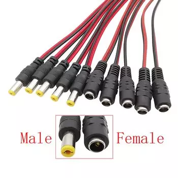 Кабель питания LOCHEUK Male Female DC Power Pigtail 12В 5,5x2,1 мм 25 см