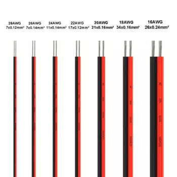 Кабель светодиодной ленты DelightFire 2-контактный красный/черный 5В 12В 2 ядра 5-100 м