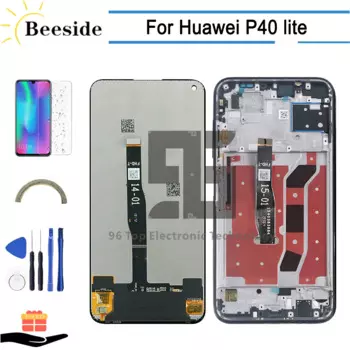 Качественный ЖК-дисплей AA + с рамкой для Huawei P40 lite JNY-L21A, ЖК-дисплей, сенсорный экран, дигитайзер в сборе для замены Nova 6 SE