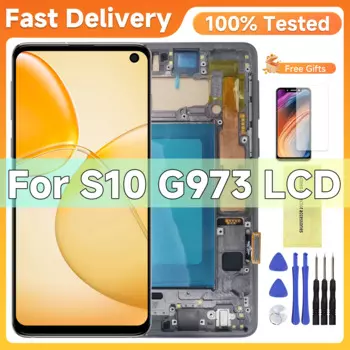 Качество TFT для Samsung S10 G973F/DS G973U G973 SM-G973 ЖК-дисплей с сенсорным экраном и рамкой, для Galaxy S10 LCD